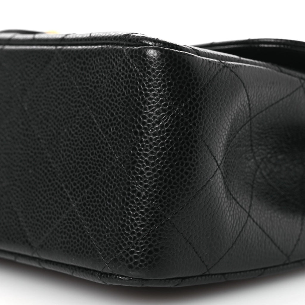 Caviar Quilted Jumbo Double Flap Black
