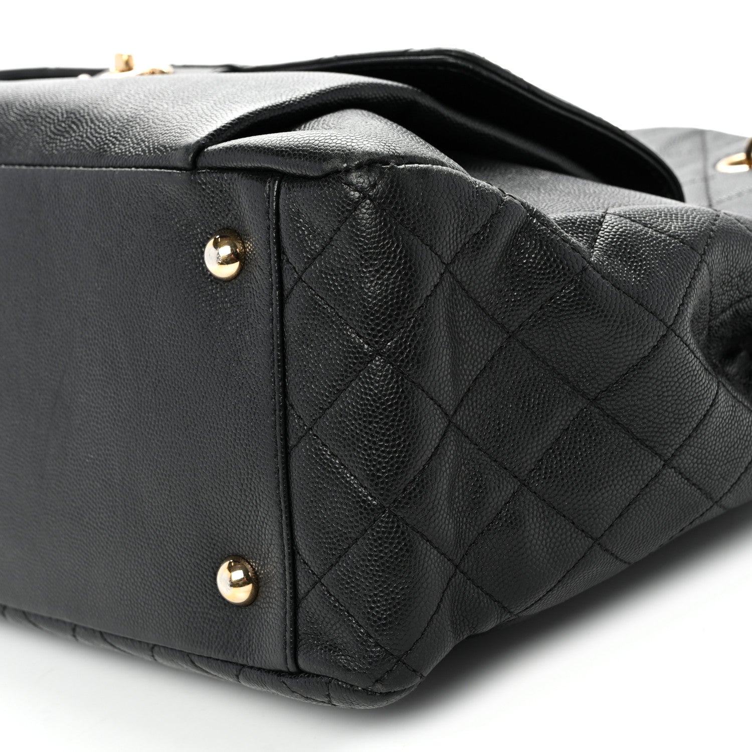 Caviar Quilted Large Flap Shopping Tote Black