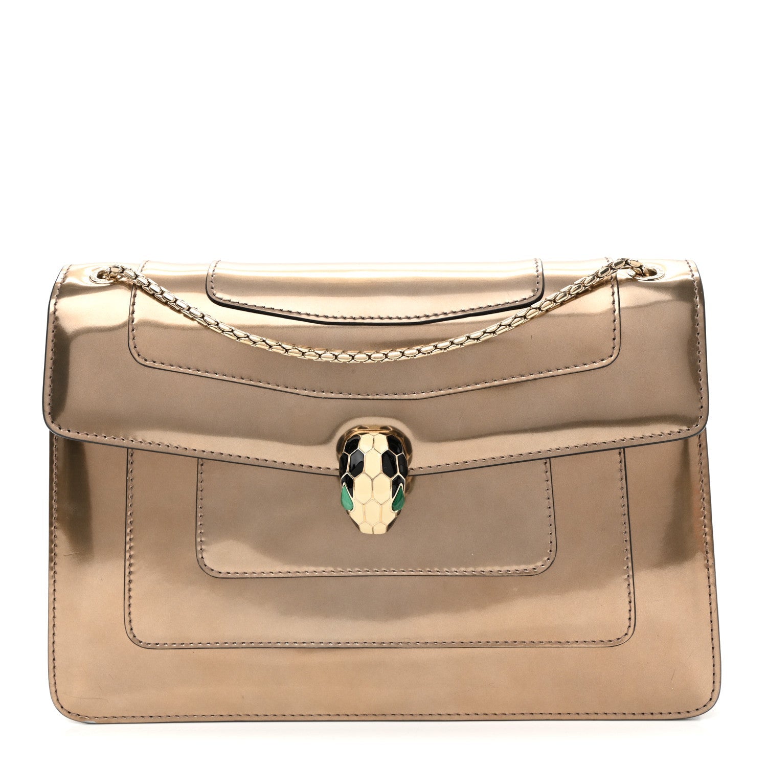 Metallic Calfskin Serpenti Forever Crossbody Bag Bronze
