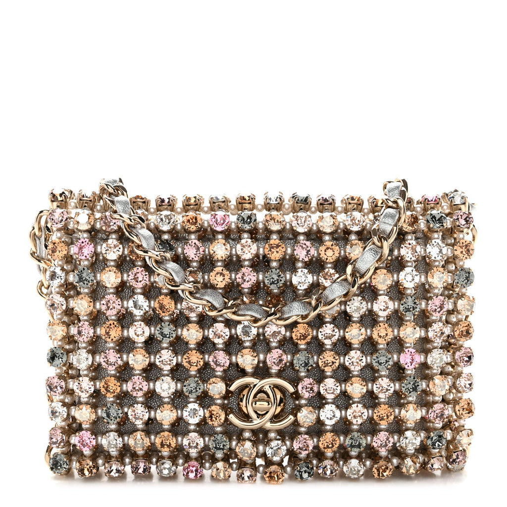 Metal Strass Minaudiere CC Medium Evening Bag Black Multicolor
