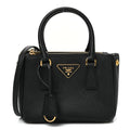 Saffiano Lux Mini Galleria Double Zip Tote Black