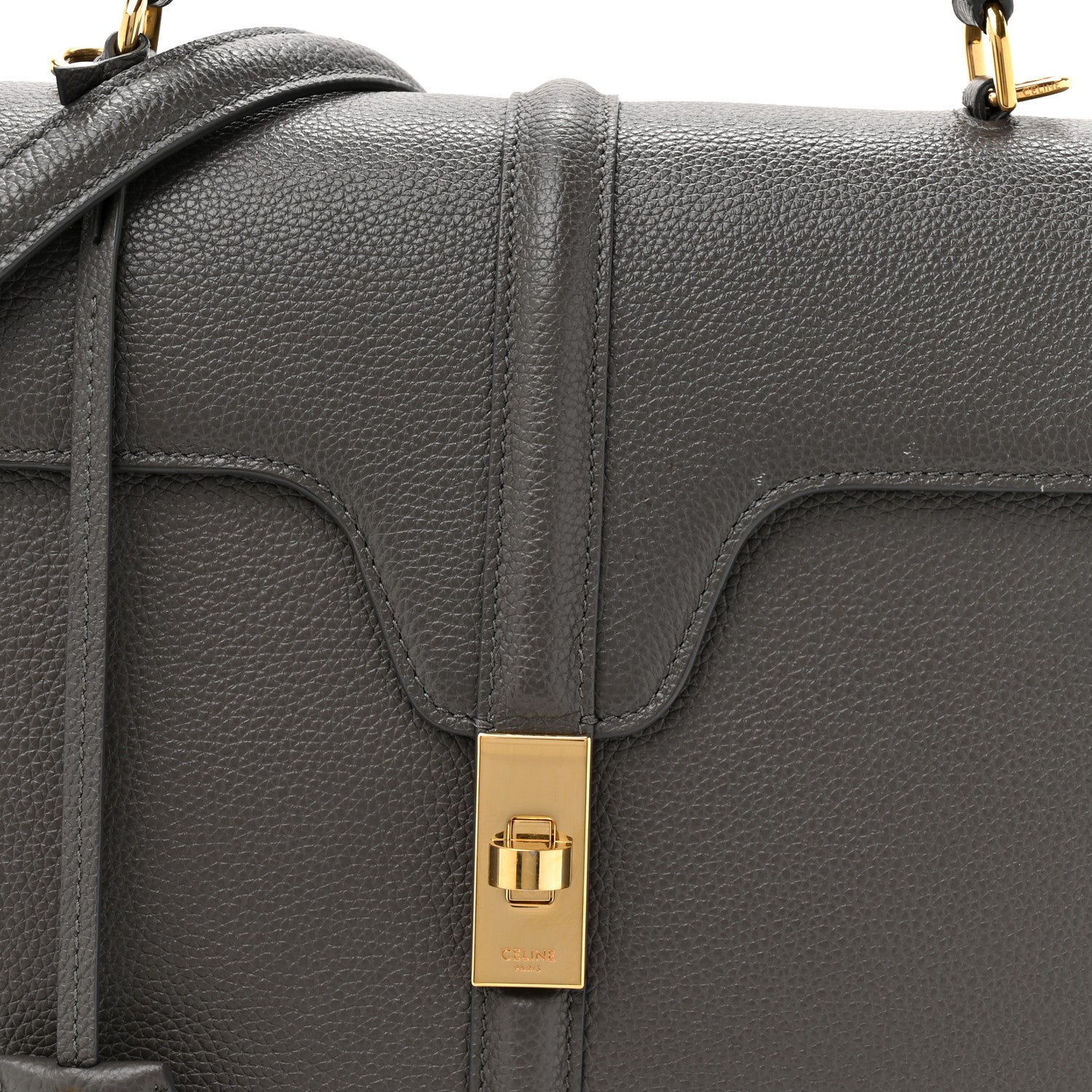Grained Calfskin Classique Medium 16 Top Handle Bag Grey