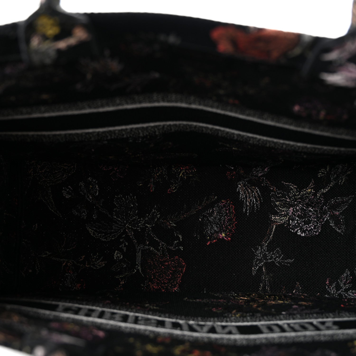 Canvas Jardin Botanique Embroidered Large Book Tote Black Multicolor