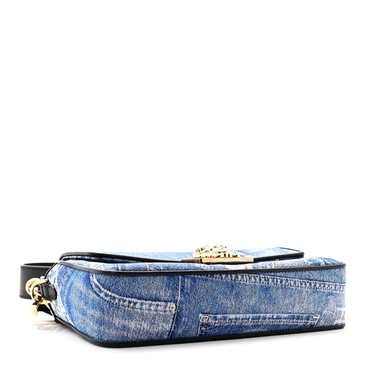 X VERSACE Denim Fendace Patchwork Baguette Blue