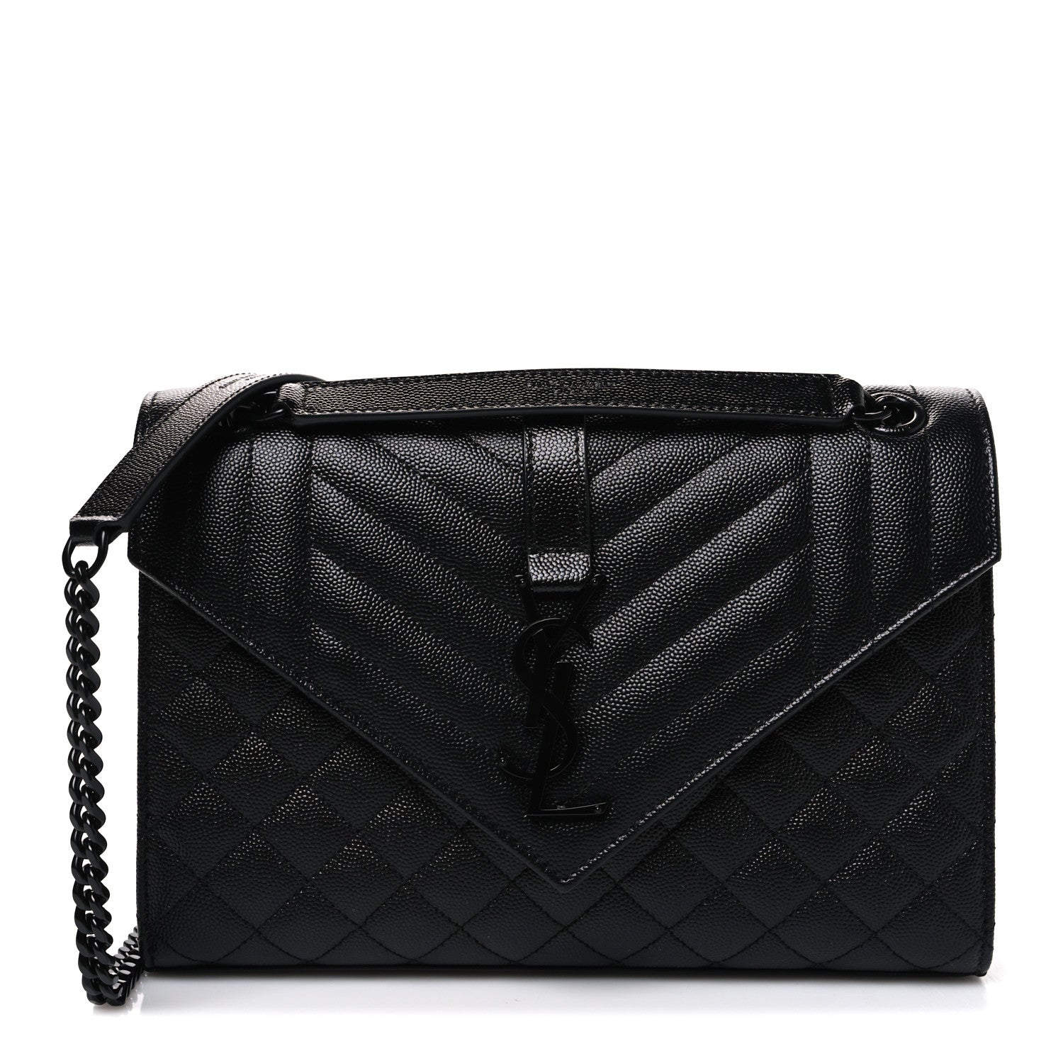 Grain De Poudre Textured Mixed Matelasse Triquilt Medium Monogram Monochrome Satchel Black