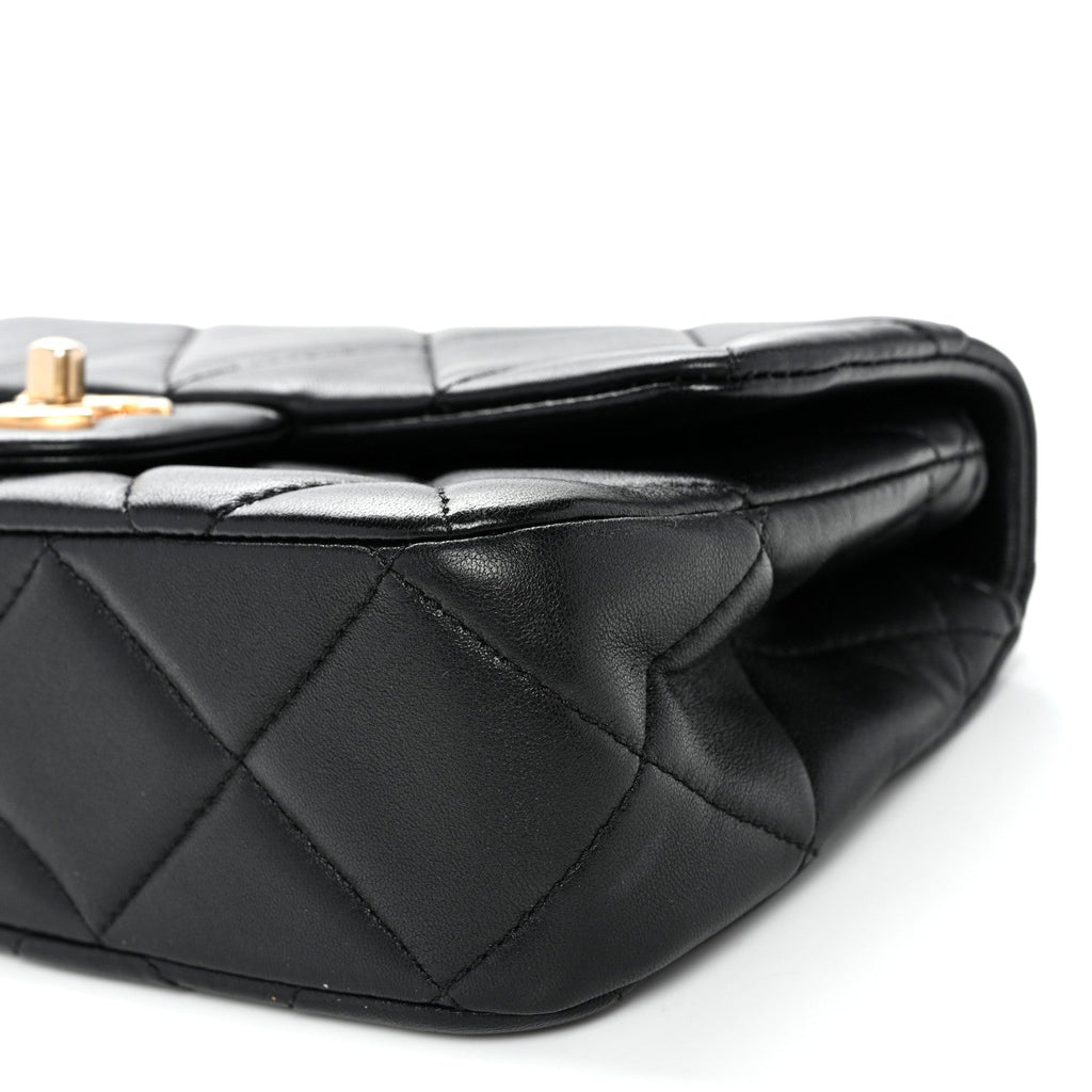 Lambskin Quilted Pearl Small Flap Black