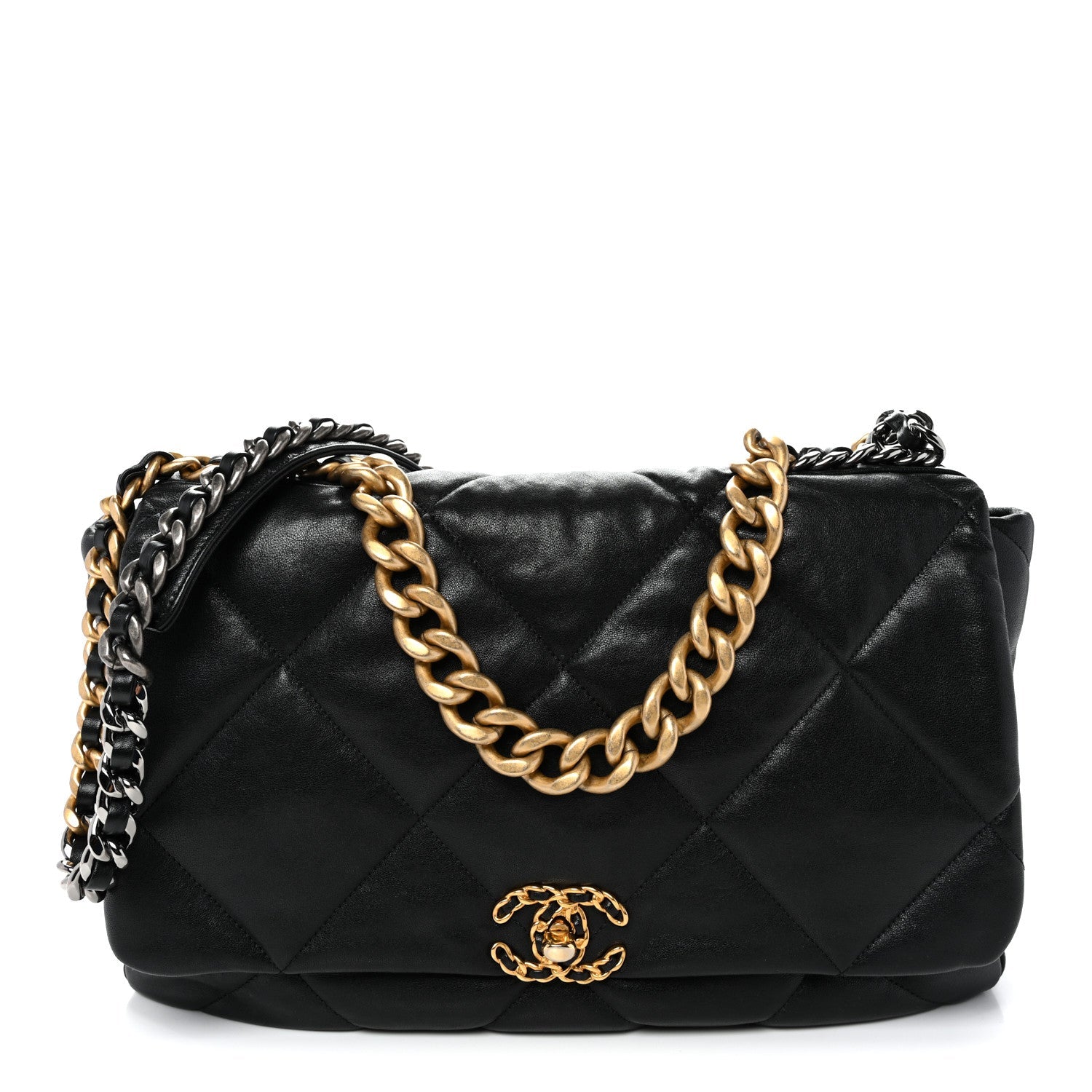 Lambskin Quilted Maxi Chanel 19 Flap Black