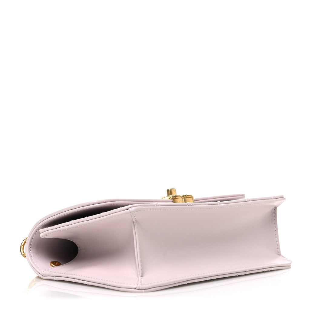 Shiny Calfskin Quilted Coco Crush Handle Flap Light Purple