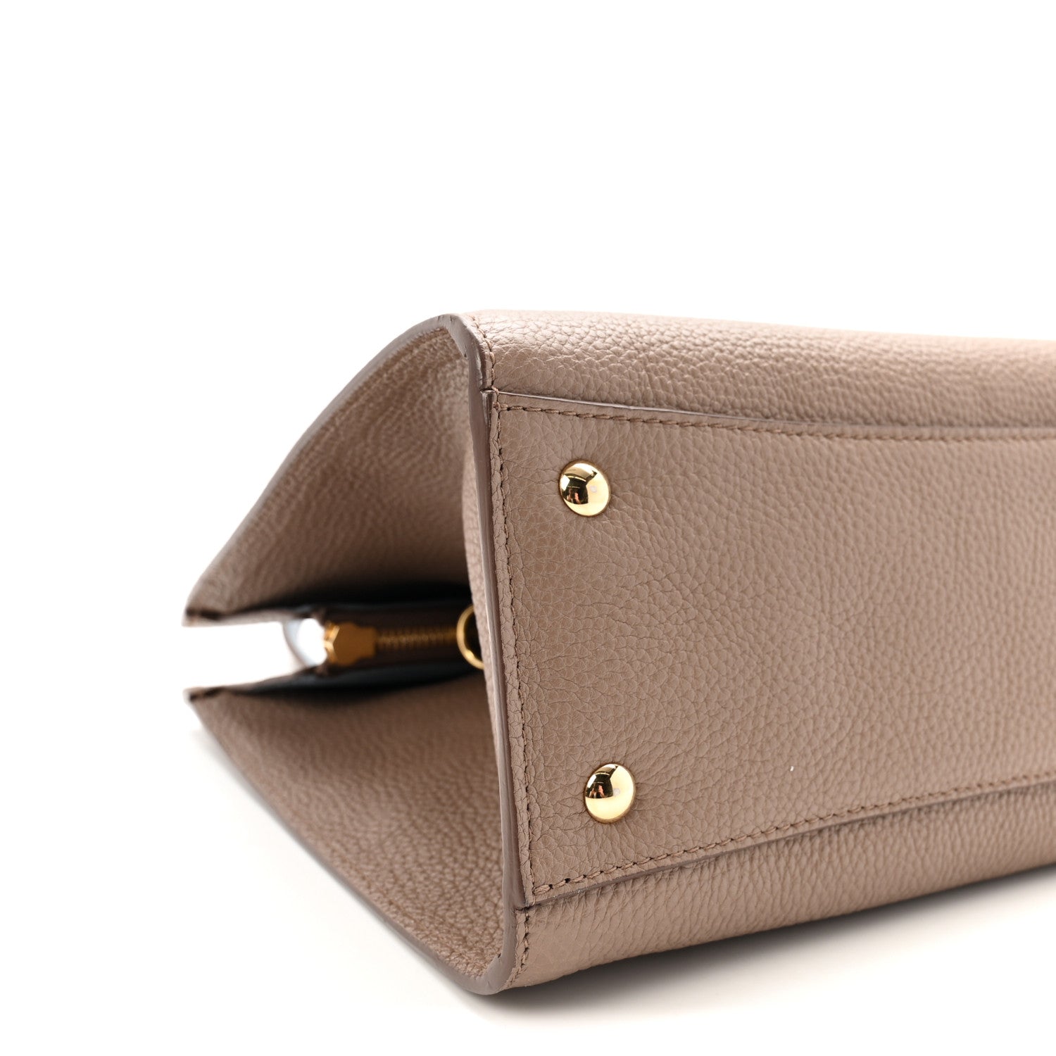 Hammered Calfskin Double Handle Small Amy Tote Fango Blue Haze