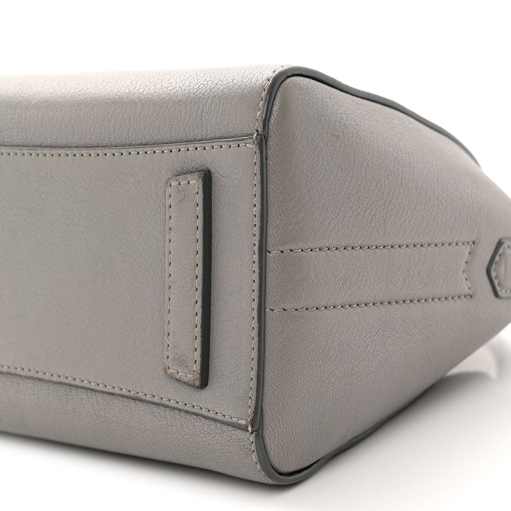 Sugar Goatskin Mini Antigona Pearl Grey