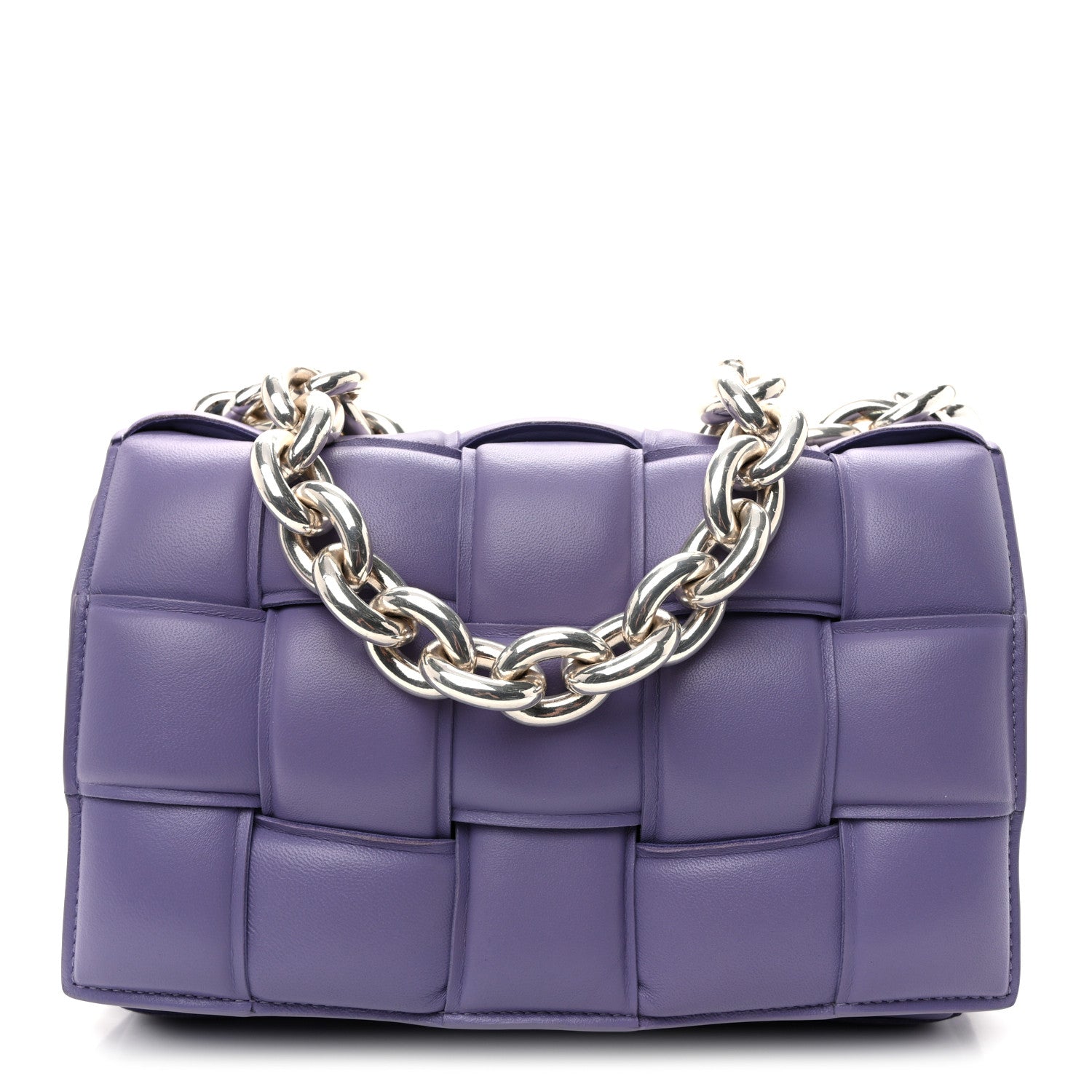 Lambskin Maxi Intreccio Padded Chain Cassette Crossbody Bag Lavender