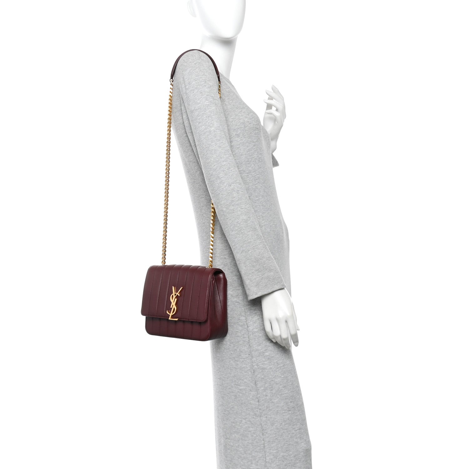 Lambskin Matelasse Monogram Medium Vicky Chain Bag Rouge Legion