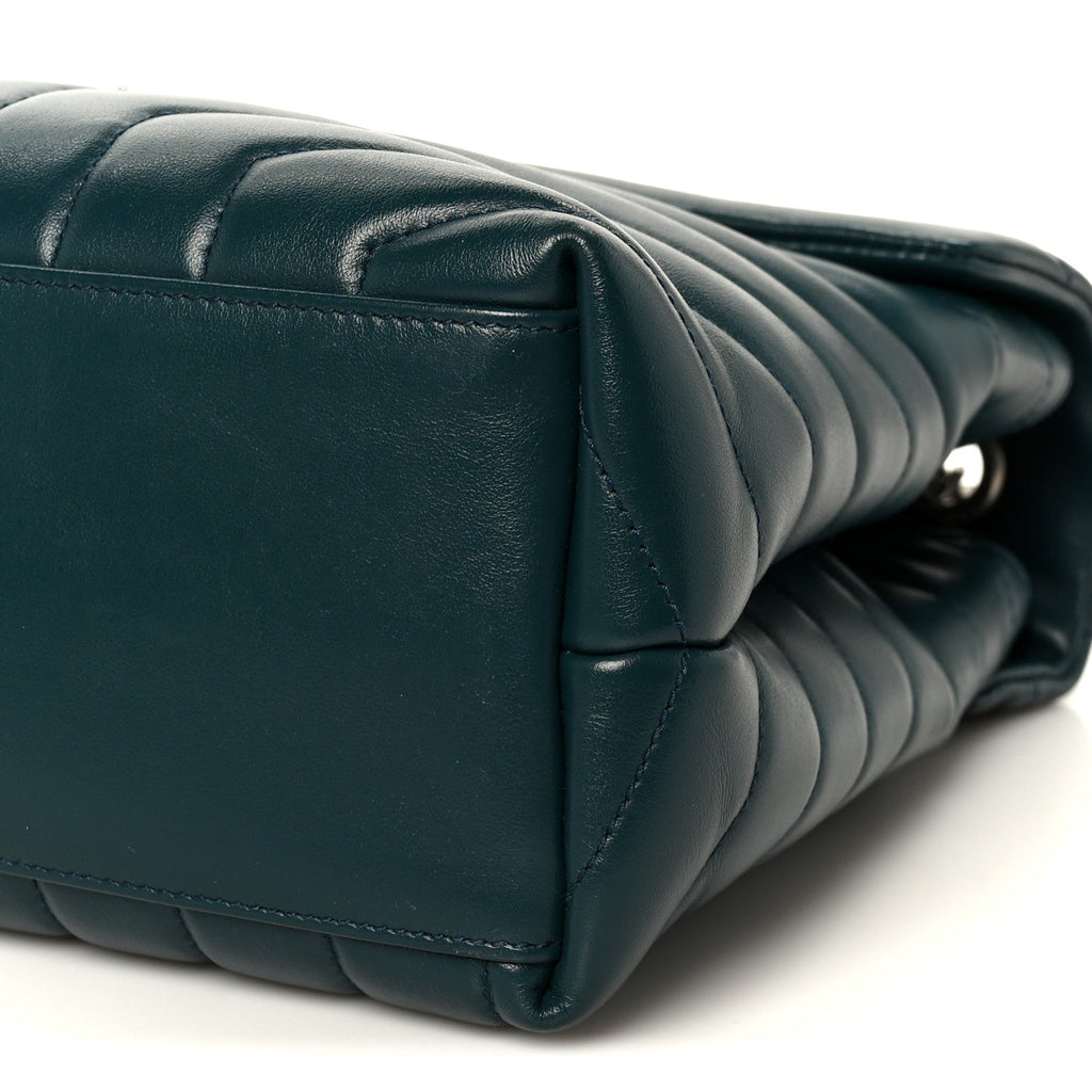 Calfskin Y Quilted Monogram Medium Loulou Chain Satchel Dark Turquoise