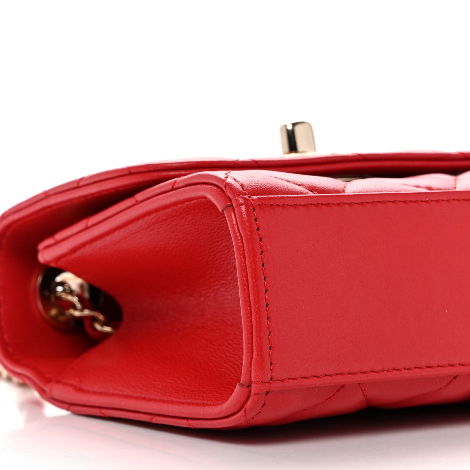 Lambskin Quilted Mini Trendy CC Clutch With Chain Red