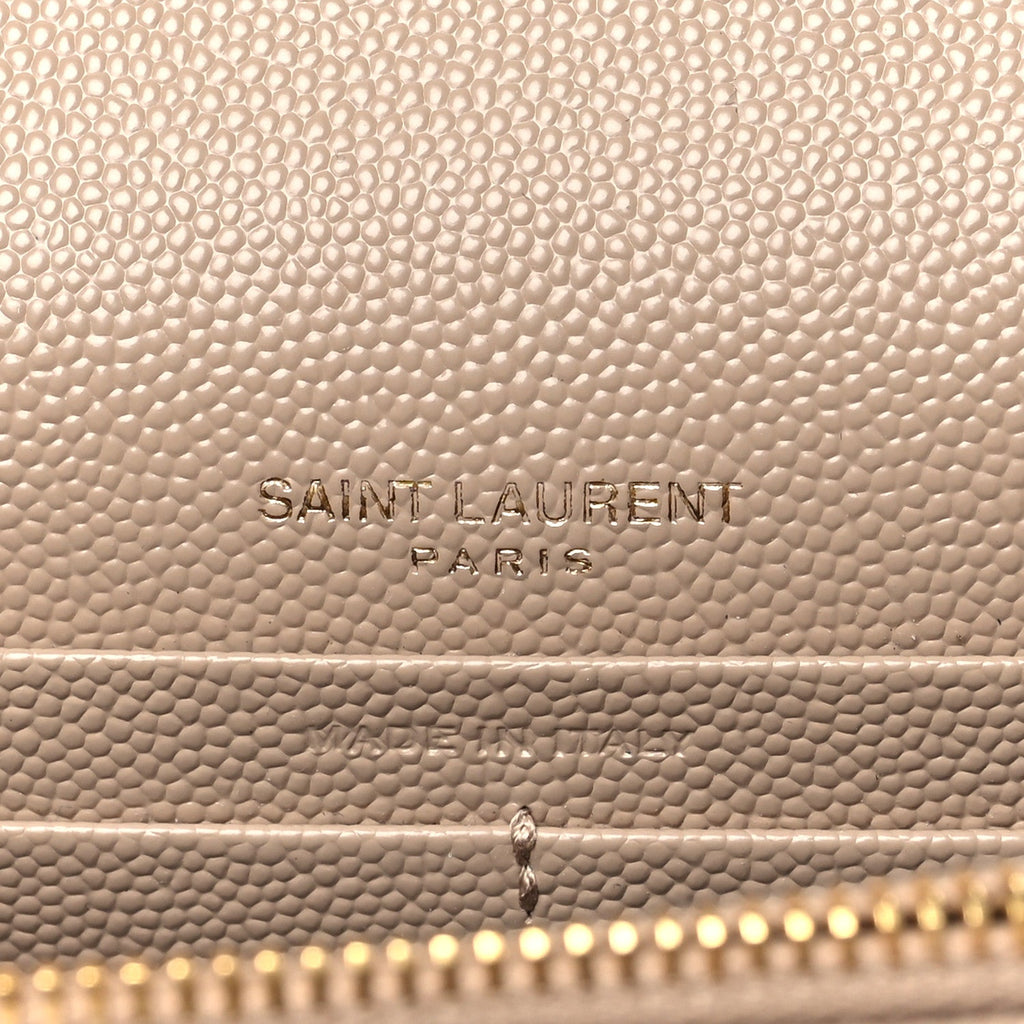 Grain De Poudre Matelasse Chevron Monogram Envelope Chain Wallet Dark Beige