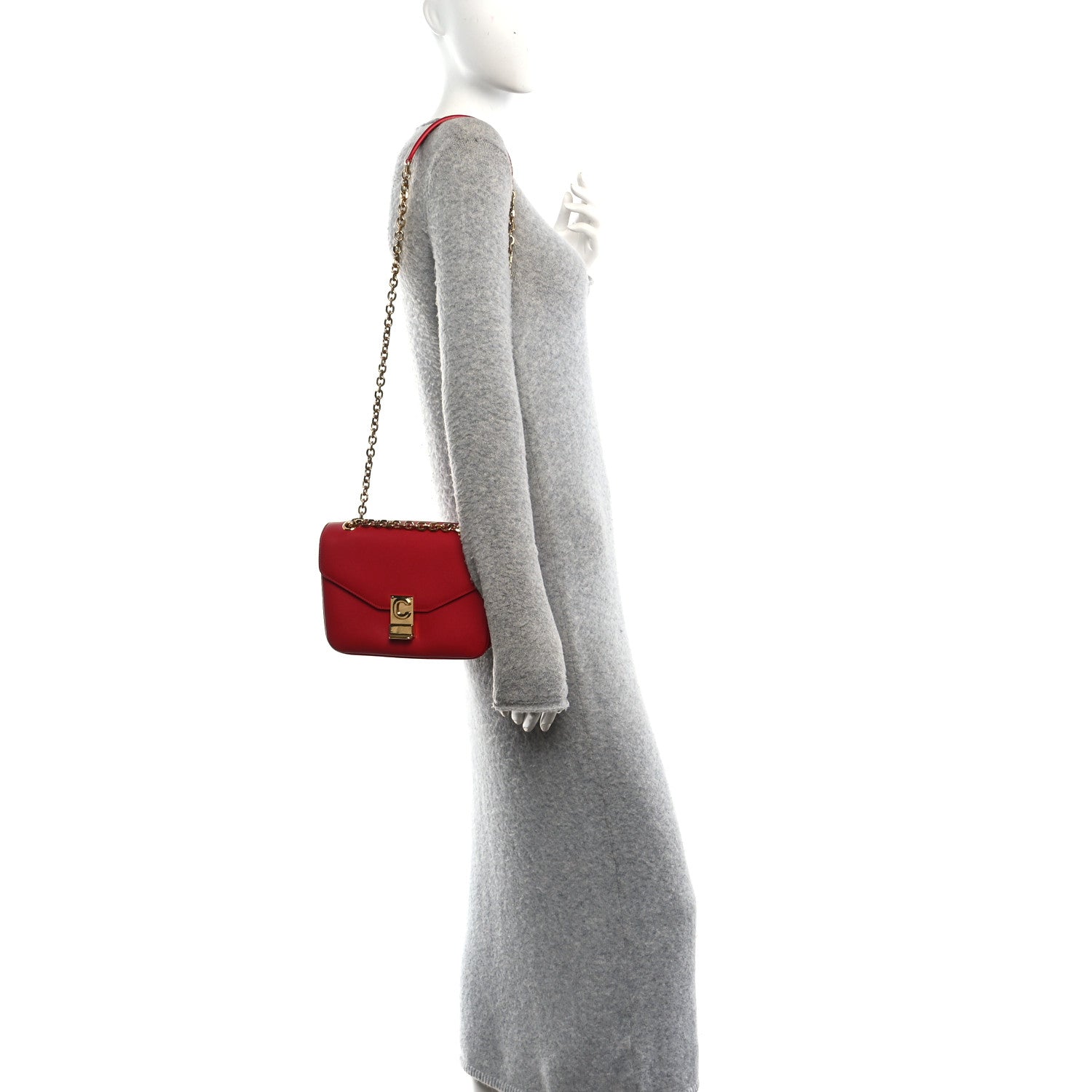 Shiny Calfskin Medium C Bag Red