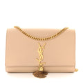 Smooth Calfskin Medium Classic Monogram Kate Tassel Satchel Nude Powder