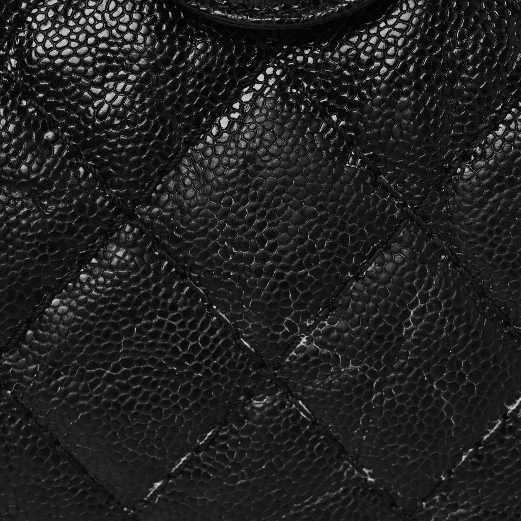 Crumpled Grained Calfskin Quilted Coco Pleats Clutch Black