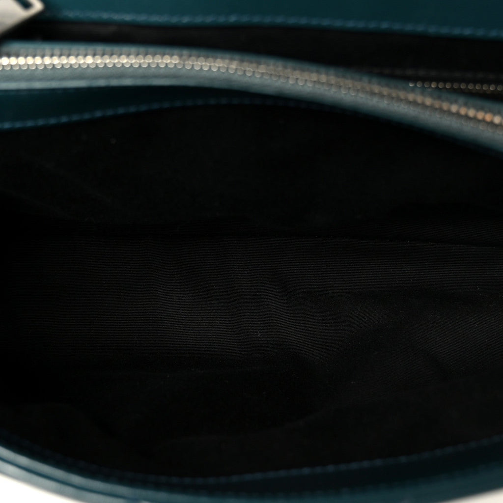 Calfskin Y Quilted Monogram Medium Loulou Chain Satchel Dark Turquoise