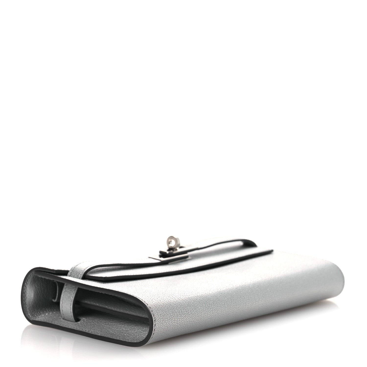 Metallic Chevre Chamkilight Kelly Wallet To Go Argent