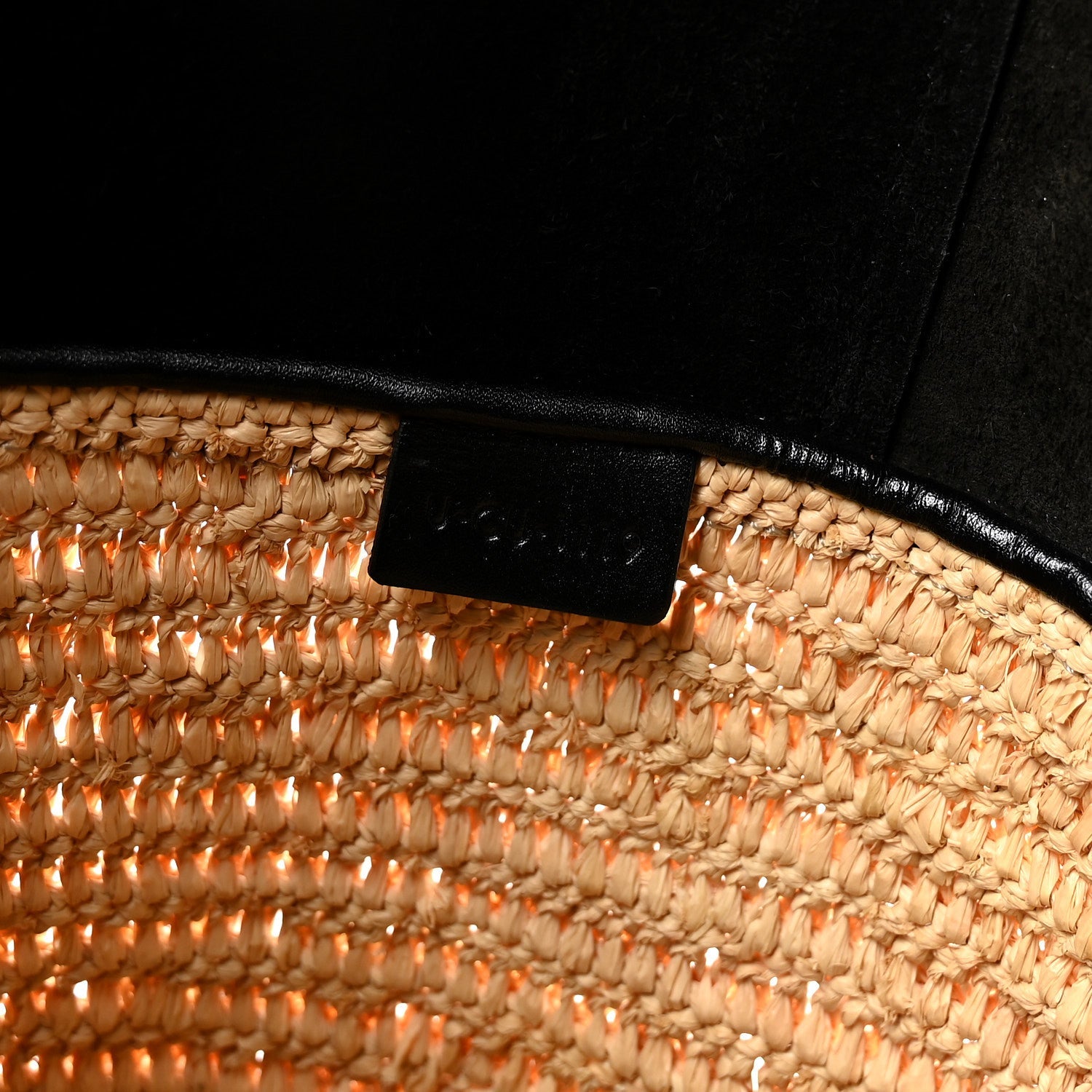 Raffia Calfskin Basket Bag Natural Black