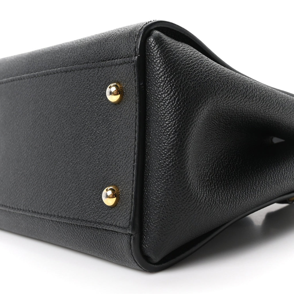Soft Grain Calfskin Small Buckle Tote Black