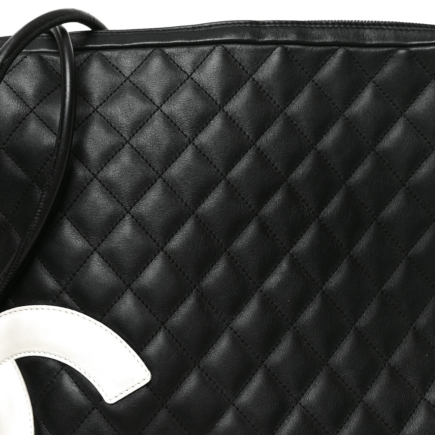 Calfskin Quilted Large Cambon Messenger Black White