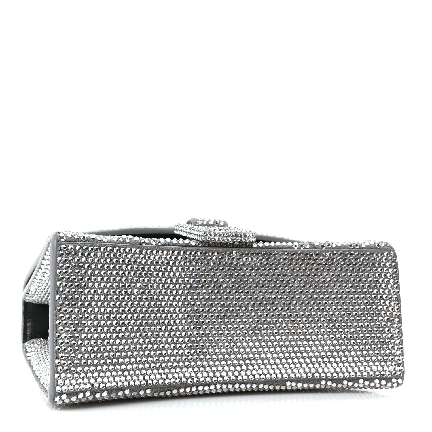 Strass Suede Hourglass Top Handle Bag XS Smoke Grey Crystal