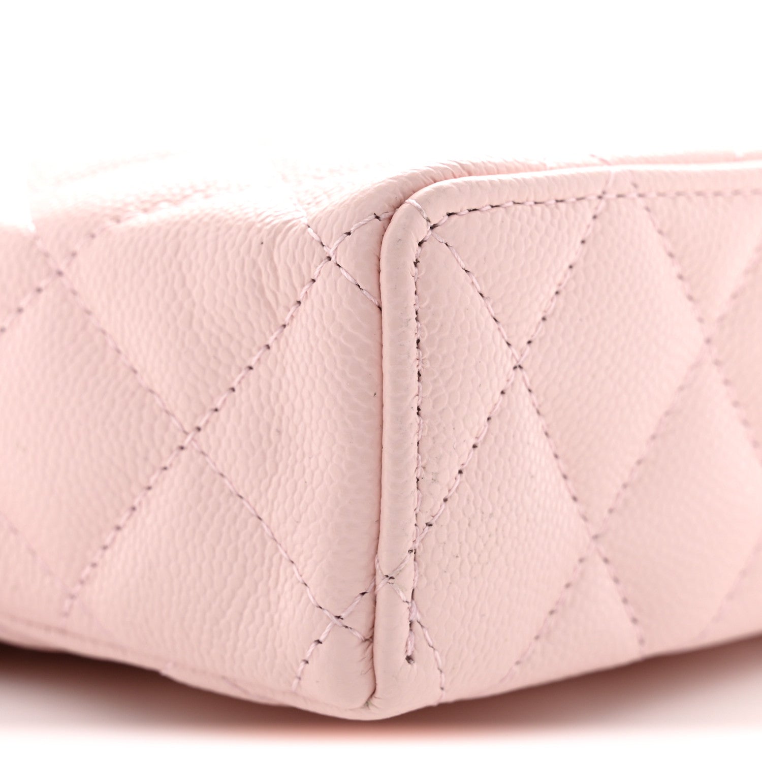 Caviar Quilted Top Handle Slim Vanity With Chain Light Pink