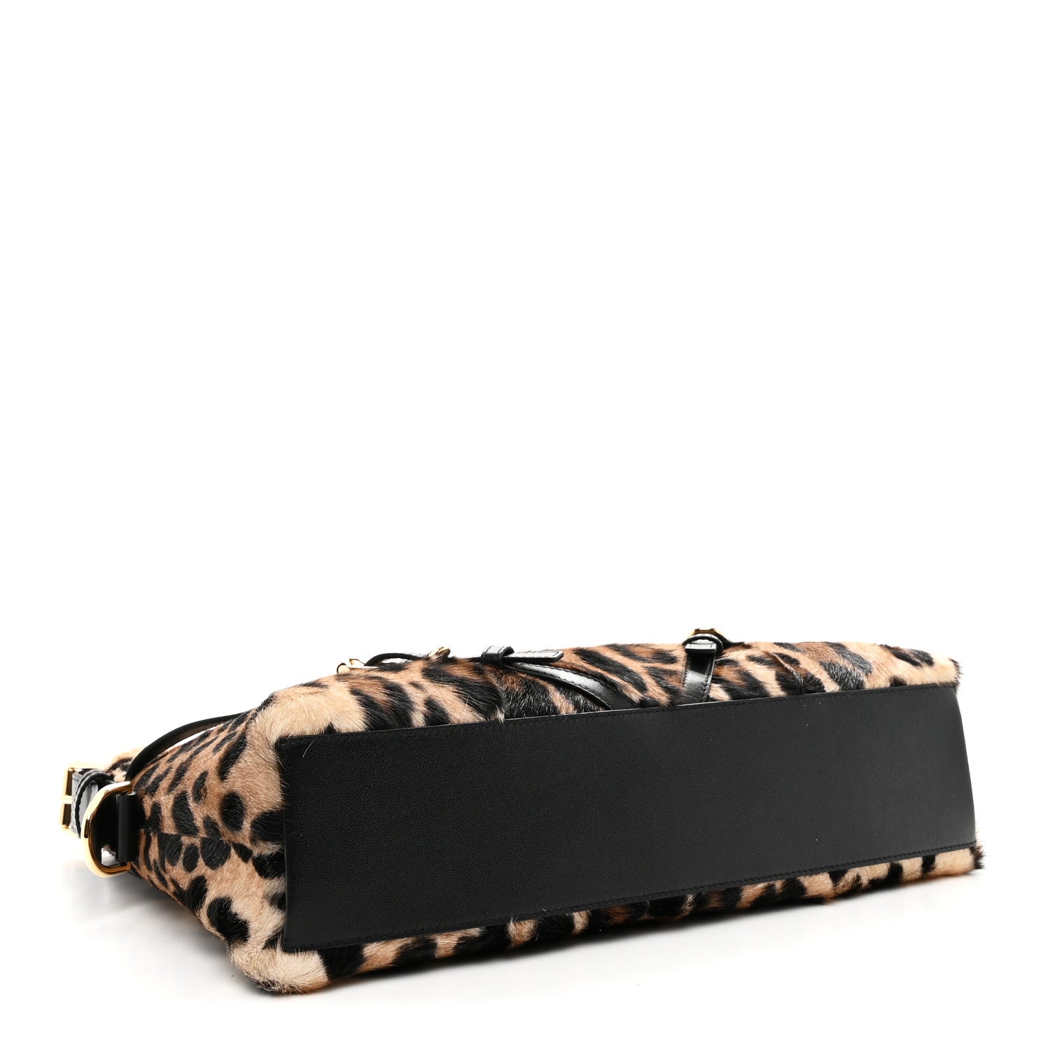 Goat Hair Medium Leopard Voyou Bag Black Beige