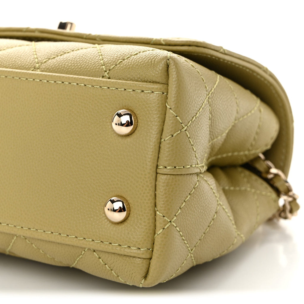 Caviar Quilted Extra Mini Coco Handle Flap Light Green