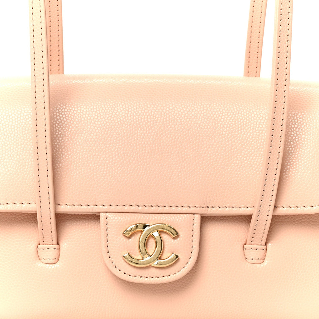 Shiny Caviar Mini Preppy Coco Shoulder Bag Light Pink