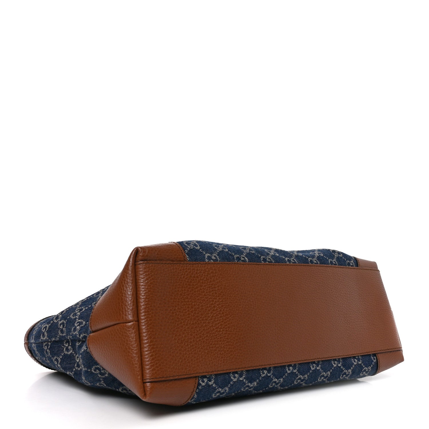New Denim GG Monogram Medium Ophidia Shopping Tote Blue Tea Cuir