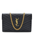 Grain De Poudre Matelasse Chevron Monogram Chain Wallet Black