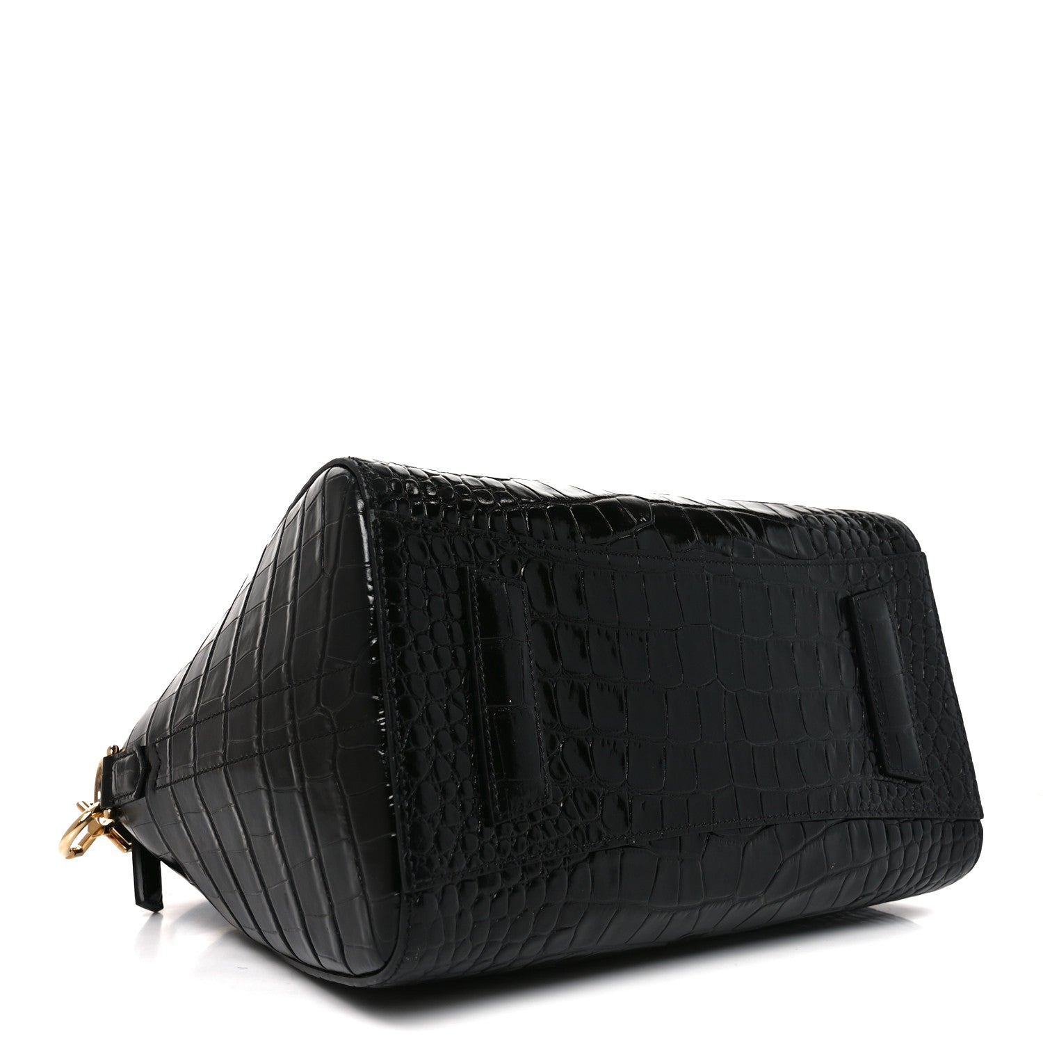 Calfskin Crocodile Embossed Small Antigona Black