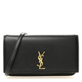 Grained Calfskin Monogram Phone Holder Crossbody Black