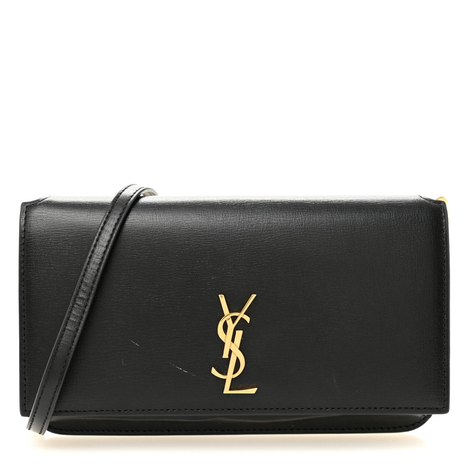 Grained Calfskin Monogram Phone Holder Crossbody Black