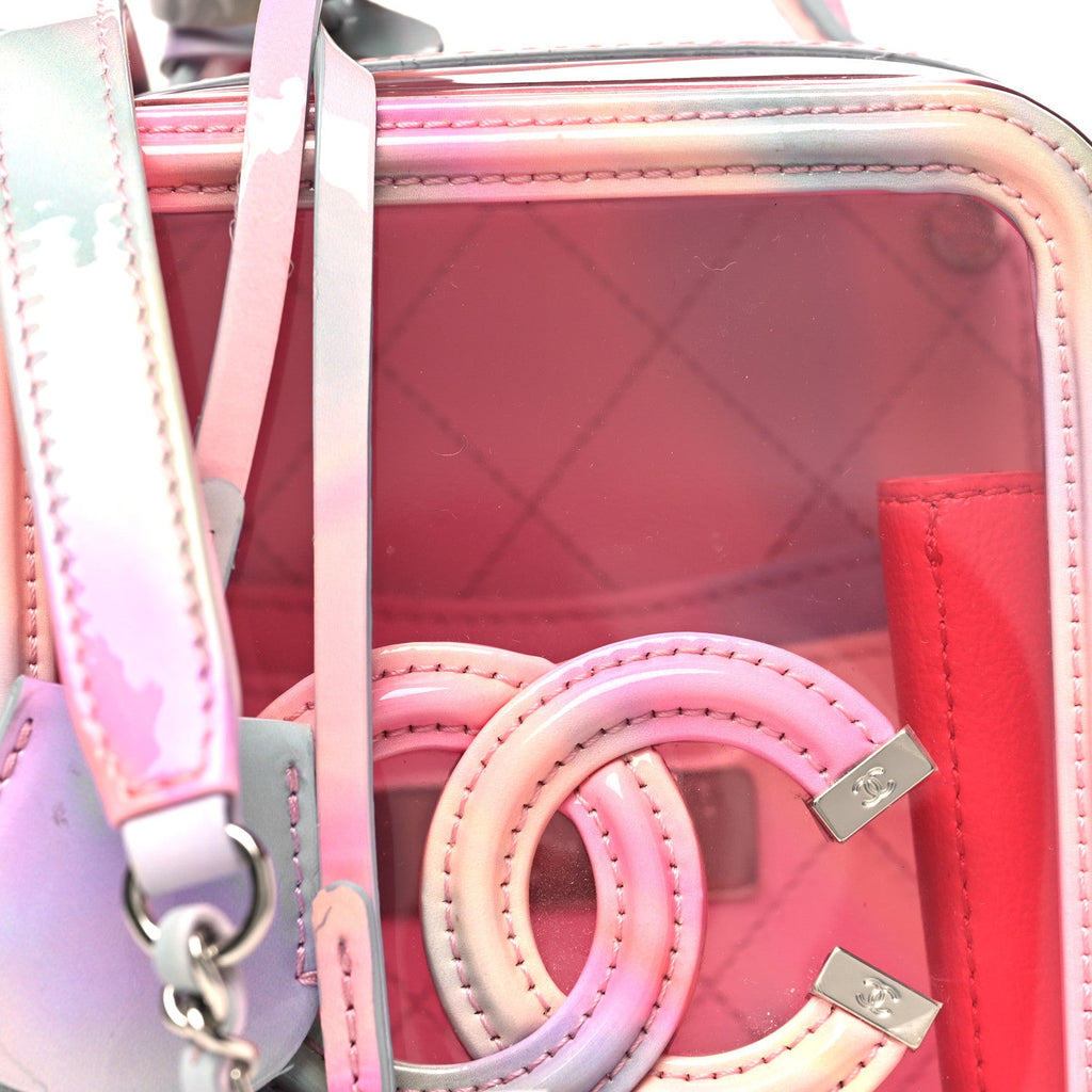 PVC Patent Calfskin Patent Lambskin Vertical Vanity Case Pink