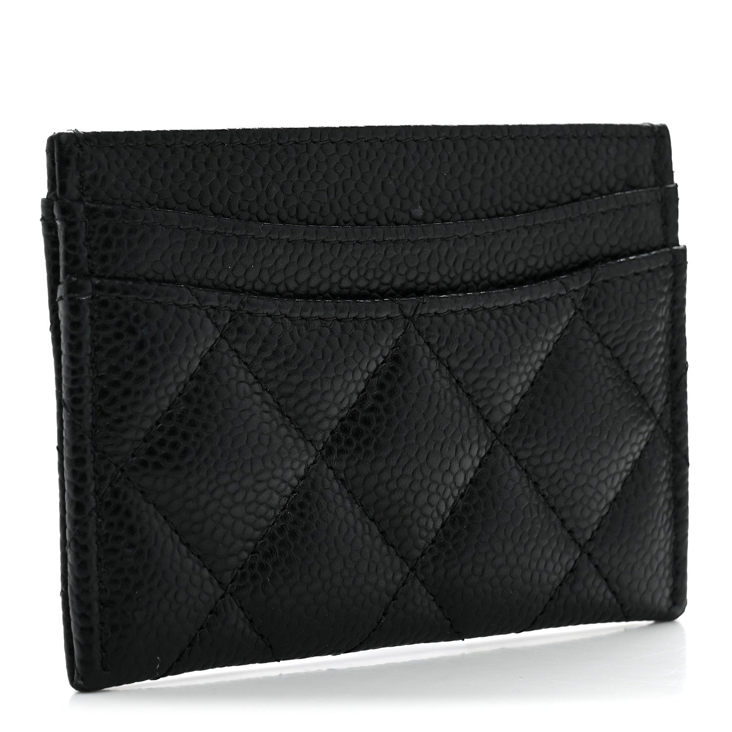 Caviar Quilted Card Holder Black