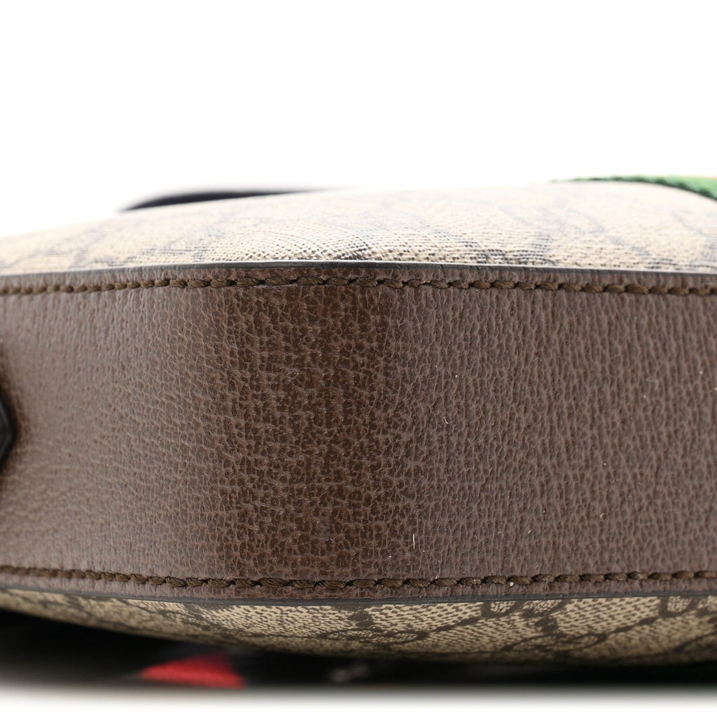 GG Supreme Monogram Textured Dollar Calfskin Web Ophidia Wristlet Shoulder Bag Beige Ebony New Acero