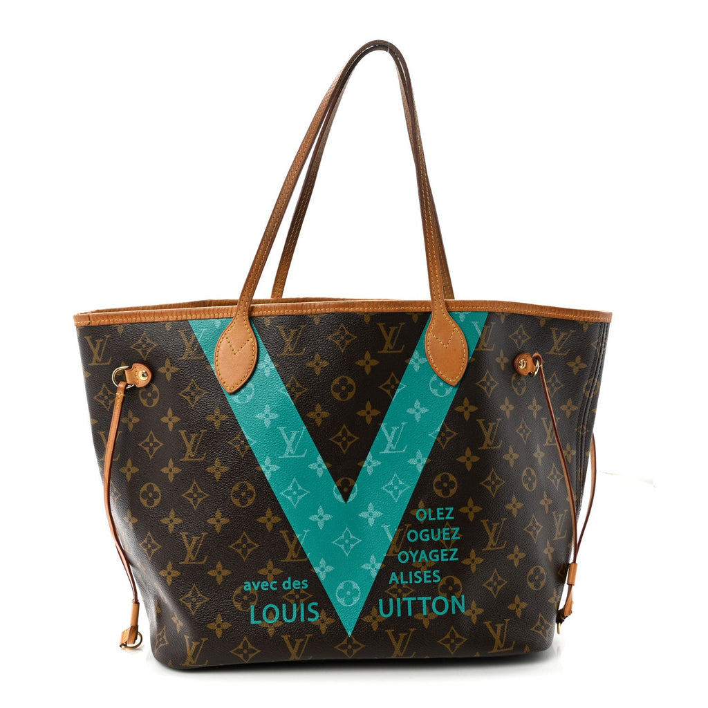 Monogram V Neverfull MM Turquoise