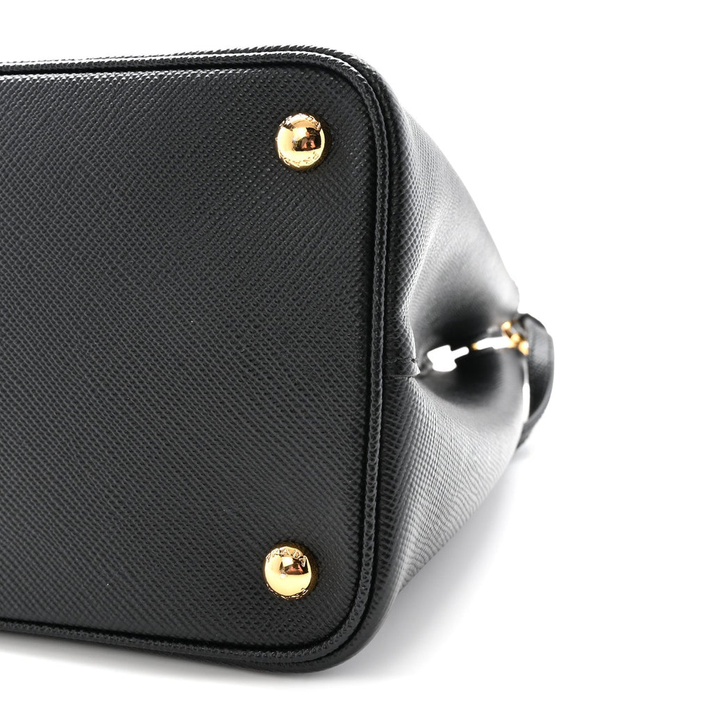 Saffiano Cuir Medium Double Bag Black Fuoco