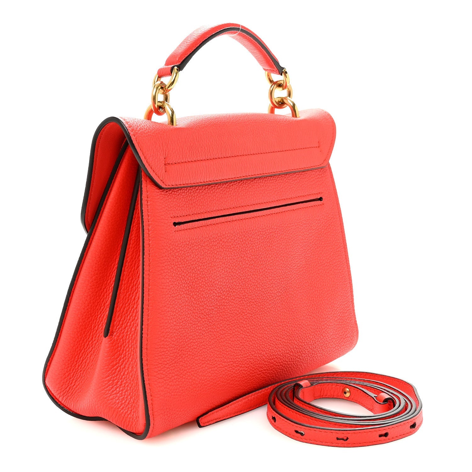 Calfskin Small Margot Top Handle Satchel Candy Apple Red
