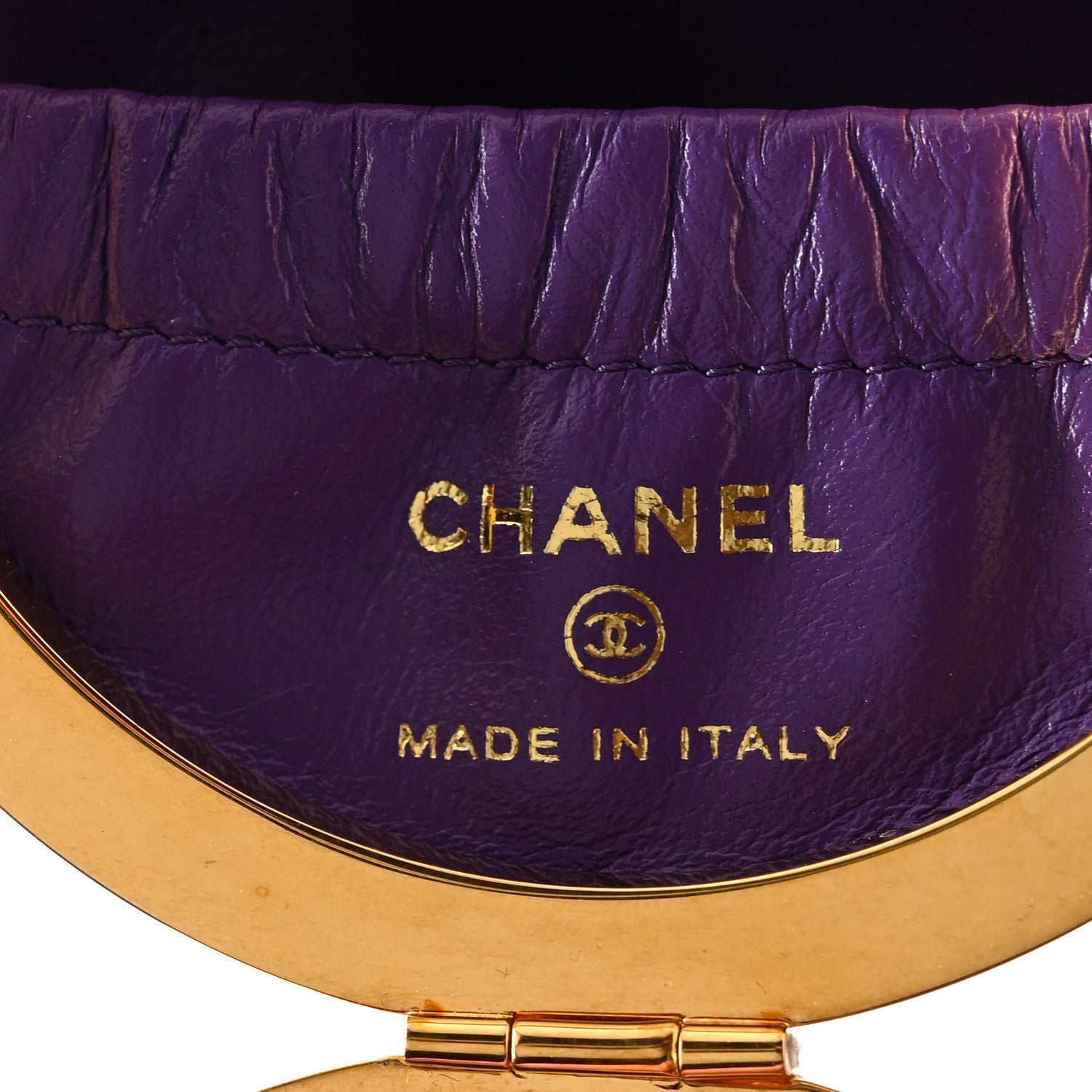 Lambskin CC Minaudiere Sphere Chain Clutch Purple
