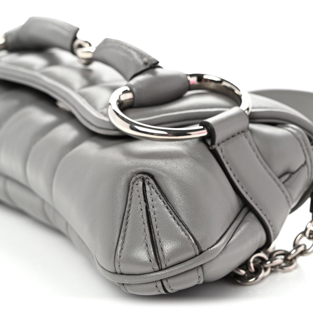 Nappa Vertical Matelasse Small Maxi Horsebit Chain Shoulder Bag Gray