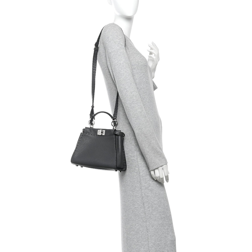 Cuoio Romano Selleria Bi-Color Mini Peekaboo Iconic Satchel Asfalto Latte