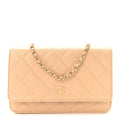 Caviar Quilted Wallet on Chain WOC Beige