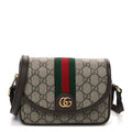 GG Supreme Monogram Textured Dollar Calfskin Mini Ophidia Flap Shoulder Bag Beige Ebony New Acero Beige Ebony New Acero