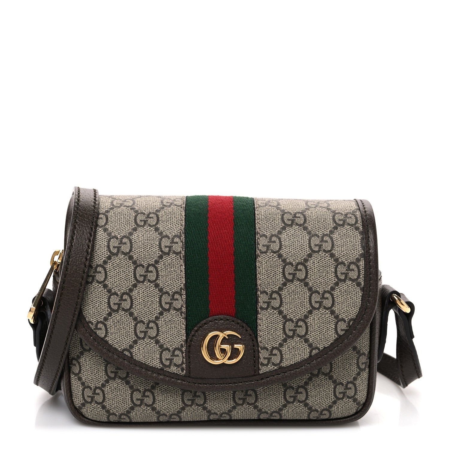 GG Supreme Monogram Textured Dollar Calfskin Mini Ophidia Flap Shoulder Bag Beige Ebony New Acero Beige Ebony New Acero