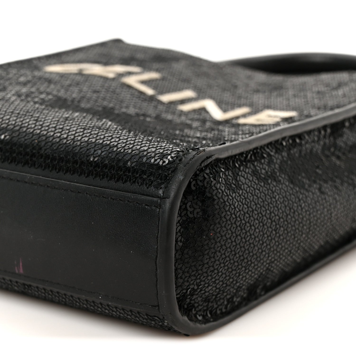 Sequin Calfskin Mini Vertical Cabas Black White